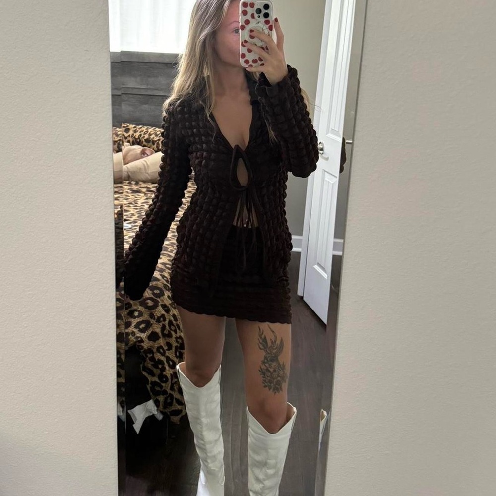 NWOT Fashion Nova 2 piece bubble mini skort set